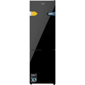 Cecotec Frigorifero Combinato Bolero CoolMarket Combinato 250 Black Glass E. 180cmx55cm, 250L, Total No Frost, Classe E, Multi Air Flow, Fast Cooling, Humidity Box, allarmi porta aperta