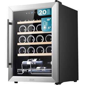 Cecotec Enoteca 24 Bottiglie - Frigorifero per Vini Bolero GrandSommelier 2050 Inox Compressor. Temperatura regolabile di 5-18 °C, alte prestazioni, funzionamento silenzioso e senza vibrazioni