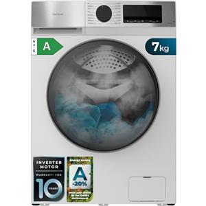 Cecotec Lavatrice Carica Frontale 7 Kg Bolero DressCode 7450 Inverter. 1850W, 1200 rpm, Classe A-10%, 16 Programmi, Pannello Inox, Allergy Care, Pearl Drum, Funzione Silence, KidLock, Bianca