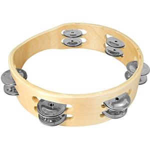 TIGER Tam84-08 - Tamburello Di Legno Con Fila Doppia Di Sonagli Nel Telaio, 20 cm
