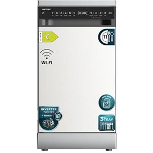 Cecotec Lavastoviglie Libera Installazione 45cm Bolero Aguazero 4560 Inox Connected. 11 Coperti, 6 Programmi, Classe C, Inverter Plus Duo, Pannello Touch,WiFi, O2Dry, Super Dry, Save+, AutoClean, Inox