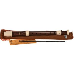 Aulos C-soprano Flauto dolce Bel Canto 105A - marrone/color avorio - diteggiatura barocca, con doppi fori - con custodia, scovolino, tabella delle diteggiature - poggiadito rimovibile - 3 pezzi