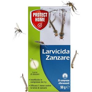 Protect Home Larvicida zanzare compresse effervescenti per eliminare le larve di zanzare in acque stagnanti - antizanzare compresse x 25 pezzi