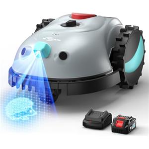 YARDCARE V100 Robot Tagliaerba a Batteria con Navigazione Visiva, Rilevamento di 150 Ostacoli, Robot Tosaerba Elettrico Fino a 150 m², Robot Tosaerba Eelettrico con Lame di Ricambio
