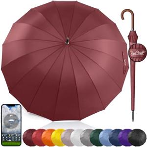 Royal Walk Ombrello Pioggia Antivento Grande 54 Pollici Ombrello Portatile Automatico Aperto Per 2 Persone Uomo Di Legno Leggero Resistente 16 Costole Golf Da Viaggio Impermeabile Robusto 120 cm