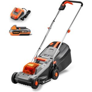 FUXTEC Tagliaerba a Batteria 20V E1RM20ECO-SET, batteria 4Ah + caricabatterie, per giardini piccoli e medi, larghezza di taglio 30cm, cesto di raccolta 30L, altezza di taglio regolabile 30-70mm