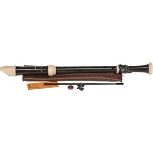 Aulos C-tenore Flauto dolce Symphony 511B - marrone scuro/color avorio - diteggiatura barocca, con doppio foro e chiave - con accessori - poggiadito rimovibile - 3 pezzi - canaletta del vento curva