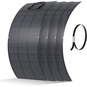 ECO-WORTHY 4 Pannello Solare Flessible da 200 W, ETFE,25% alta Conversione 800 W, Moduli Solari Flessibili per Centrali Elettriche da Balcone, Camper, Barche, Tetto, Campeggio, Superfici irregolari