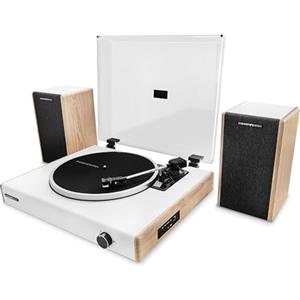 Energy Sistem Spin Giradischi Vinili Bluetooth Vintage Lettore LP 33 45 78 Giri Con Casse Integrate Altoparlanti 40W USB RCA Encoder Auto Stop Ago Magnetico Cartuccia Bambù Piatto Feltro (Legno)