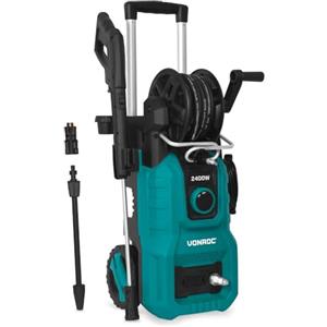 VONROC Idropulitrice V24-1 2400W 180 Bar - Avvolgitubo Integrato, Tubo Alta Pressione 10 m, Pompa in Alluminio, Start/Stop Automatico, Set Accessori Completo