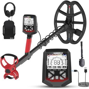 KAIWEETS Metal detector Professionale, 5 Modalità, Bobina DD Impermeabile IP68, Asta Telescopica Compatta, Ricaricabile Detector con LCD Retroilluminato, mit Pala, Cuffie e Copertura Antipioggia