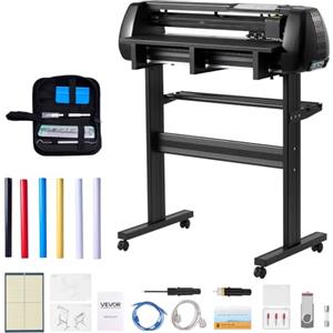VEVOR Plotter da Taglio Vinile, Macchina da Taglio per Vinile, Macchina Taglierina, Larghezza di Alimentazione max. 720 mm, Doppie lame, Forza e Velocità Regolabili, Display LED con Fogli Adesivi