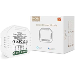 MOES WiFi Interruttore Luce con Dimmer Wireless Intelligente Modulo Alexa, Controllo Remoto e Relè per 2 Gruppi e Interruttori 1/2 Via, Compatibile con l'App Smart Life Tuya, Alexa Google Home