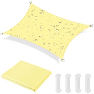 OFFCUP Tenda Parasole, 3 x 4 M Vela Ombreggiante Impermeabile, 420D Oxford Cloth Vela de Sombra Piazza Ropes Included, Protezione Solare Respirante Anti UV, per Esterno, Giardino, Terrazzo (Beige)
