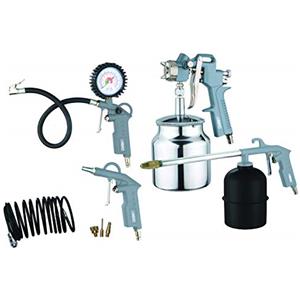 ABAC Kit Accessori per Compressore 8 Pezzi G-810AL, Inclusi Gonfiagomme con Manometro, Pistola di Soffiaggio, Pistola a Spruzzo per Vernice 1L, Pistola di Lavaggio 0.9L, Tubo a Spirale 5 m