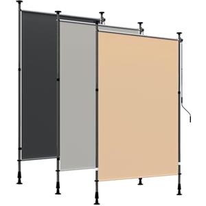 HOMEDEMO Tenda da Sole verticale con manovella regolabile, tende da sole per esterno senza foratura, Altezza Regolabile, Impermeabile e Anti-UV, per Balcone e Terrazzo, 120x(220-310) cm, Cachi