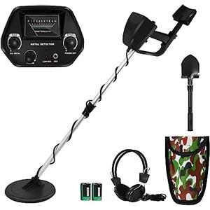 UISEBRT Metal Detector Leggero per adulti e bambini, Rilevatore di Metalli con Bobina di ricerca, Modalità DISC & All Metal, Metal Detector Professionali regolabile in altezza 78-107 cm
