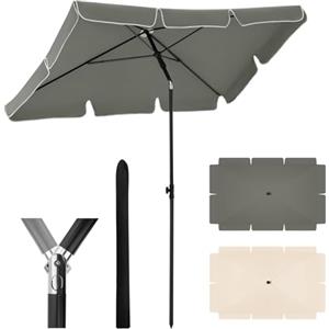 WOLTU Ombrellone da Giardino e Spiaggia Con Funzione di Inclinazione, Altezza Regolabile, Protezione UV per Terrazza, Grigio Scuro