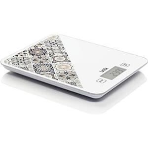 LAICA KS5013B Bilancia da Cucina Digitale - Marrone - Appendibile - Alta Precisione 10kg/1g - Display LCD - Funzione TARA - Calcola il Volume dell'Acqua - Vetro Temperato - Italian Design