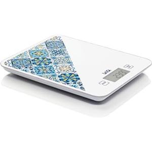 LAICA Bilancia da Cucina Digitale - Blue - Appendibile - Alta Precisione 10kg/1g - Display LCD - Funzione TARA - Calcola il Volume dell'Acqua - Vetro Temperato - Italian Design