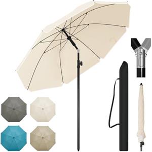 WOLTU Ombrellone da Spiaggia/Giardino con Funzione di Inclinazione e Altezza Regolabile, Tessuto Resistente ai Raggi UV da 180 gsm, Rotondo da 1,55 m Beige