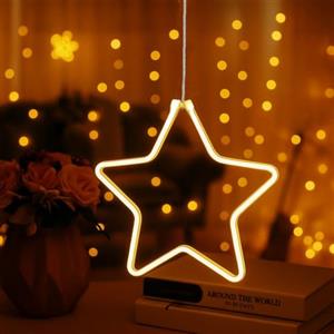Ideen mit Herz Stella LED da appendere, bianca, decorazione invernale, illuminazione per finestre, con timer, 24,5 cm x 23,5 cm x 1,3 cm