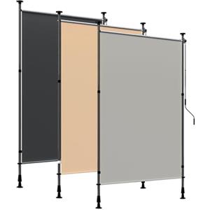 HOMEDEMO Tenda da Sole verticale con manovella regolabile, tende da sole per esterno senza foratura, Altezza Regolabile, Impermeabile e Anti-UV, per Balcone e Terrazzo, 150x(220-310) cm, Grigio