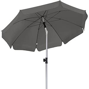 LIFERUN Ombrellone da giardino 200 cm,Ombrellone da Spiaggia, Inclinabile, UPF 50+ con Funzione Pieghevole, 8 Stecche in acciaio, Stabile, Adatto per Balconi, Giardini e Terrazze, Grigio