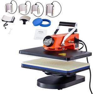 VEVOR Pressa di Calore 42 x 40 x 39 cm Macchina per Sublimazione 8 in 1 per Magliette/Cappelli/Tazze/Progetti di Trasferimento di Calore, Pressa di Calore Multifunzione Oscillante con Rotazione a 360°