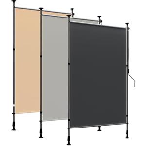 HOMEDEMO Tenda da Sole verticale con manovella regolabile, tende da sole per esterno senza foratura, Altezza Regolabile, Impermeabile e Anti-UV, per Balcone e Terrazzo, 120x(220-310) cm, Antracite