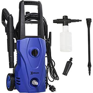 DURHAND Idropulitrice ad Alta Pressione 1600W con Kit Pulizia e Ugello Regolabile, Idropulitrice Professionale, Rame e Alluminio, Portata Max 390 l/h, 130 Bar, per Auto Giardino Casa, Blu e Nero