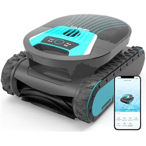 BRINBO Pleco Pro Robot Piscina, Aspiratore Piscina Pareti e Fondo, Autonomia 210 min, Doppio Filtro, 7 Modalità di Pulizia, Controllo App, Robot pulisci piscina fino a 200㎡, Grigio