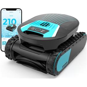 BRINBO Pleco PRO Robot Piscina, Aspiratore Piscina Pareti e Fondo, Autonomia 210 min, Doppio Filtro, 7 modalità di Pulizia, Controllo App, Robot pulisci Piscina Fino a 200㎡, Nero