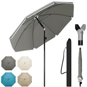 WOLTU Ombrellone da Spiaggia/Giardino con Funzione di Inclinazione e Altezza Regolabile, Tessuto Resistente ai Raggi UV da 180 gsm, Rotondo da 1,55 m Grigio scuro