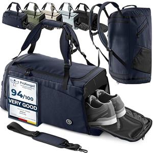 bemaxx Borsone Palestra Uomo Donna Borsone da Viaggio + Funzione Zaino Scomparto Scarpe e Bagnato | Borsa Sportiva da Allenamento Nuoto Fitness Gym Training Sacca Bagaglio a Mano Duffel Bag | 60 L Blu