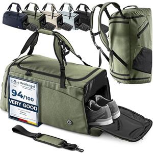 bemaxx Borsone Palestra Uomo Donna Borsone da Viaggio + Funzione Zaino Scomparto Scarpe e Bagnato | Borsa Sportiva da Allenamento Nuoto Fitness Gym Training Sacca Bagaglio Mano Duffel Bag | 60 L Verde