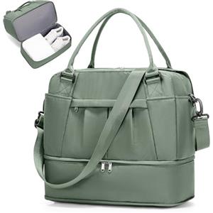 SEAFEW Borsone da Viaggio,Bagaglio a Mano 40x30x20 Ryanair Borsa da Viaggio con Scomparto per le Scarpe,Borsa da Cabina Ryanair Borsa Sportiva Borsone da Palestra da Weekend,U3-Verde