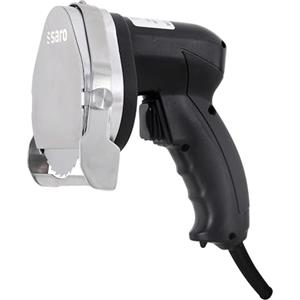 SARO ED 100 - Affettatrice per kebab elettrica, con diametro da 100 mm, 2 lame (liscia e dentata), spessore di taglio da 0 a 8 mm, cavo da 2,85 m