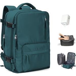 BJLFS Zaino Ryanair 40x30x20 Sottovuoto con Pompa Zaino da Viaggio Ryanair 40x20x25 Borse da Cabina per Wizzair Bagaglio a mano Easyjet 45x36x20 Sottovuoto Zaino Casual per Laptop verde