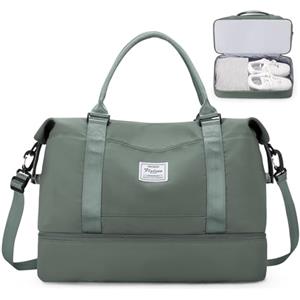 SEAFEW Borsone da Viaggio,Bagaglio a Mano Easyjet Borsa da Viaggio con Scomparto per le Scarpe, Borsa da Cabina per Easyjet Borsa Sportiva Borsone da Palestra da Weekend,C2-Verde
