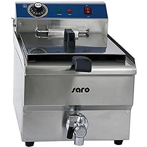 SARO FT 13 - Friggitrice da 13 l, con rubinetto di scarico, vasca arrotondata con zona fredda, regolazione della temperatura da 0 a 180 °C, elemento riscaldante estraibile, da 3,3 kW