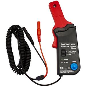 PeakTech P 4250 Adattatore per pinza amperometrica per multimetro AC/DC con spinotti da 4 mm Regolazione del punto zero per amperometria in corrente continua, misura della corrente