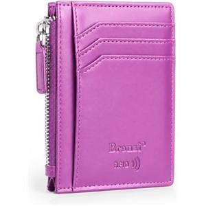Bronzi Portafoglio Porta Carte Credito - Portafoglio Uomo Slim Portacarte uomo - Mini Porta Tessere - Protezione RFID - Design Smart Italiano Scatola Regalo inculsa (Zip Viola)