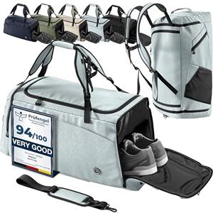 bemaxx Borsone Palestra Uomo Donna Borsone da Viaggio + Funzione Zaino Scomparto Scarpe e Bagnato | Borsa Sportiva da Allenamento Nuoto Fitness Gym Training Sacca Bagaglio a Mano Duffel Bag 60 L Sage