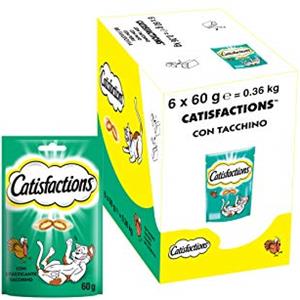 Catisfactions Snack per Gatto, Stuzzicante Tacchino, 6 Confezioni da 60 g