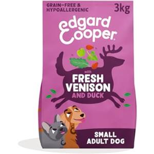 Edgard & Cooper Crochette Cani Adulti Senza Cereali Per Cani Di Taglia Piccola (3kg), Cervo e Anatra Freschi, Ricetta Ipoallergenica Con Mela, Cavolo Riccio e Rosa Canina, Senza Farine Di Carne