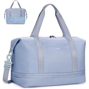 ECOHUB Borsone da Viaggio Pieghevole, Borsa da Viaggio Resistente All'acqua 40x30x20 Per Donna e Uomo, Bagaglio a Mano per Ryanair con Tasca Bagnata per Palestra, Aereo, Weekend, Grigio