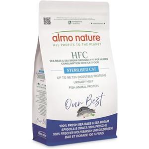 Almo Nature HFC Our Best - Sterilised - Croccantini per Gatti Adulti Sterilizzati o Poco Attivi - Spigola E Orata Freschi - Urinary Help, Altamente Digeribili, Human Grade, Senza Glutine - 1,2kg