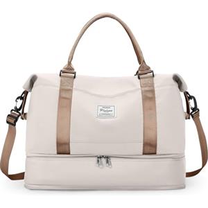 SEAFEW Borsone da Viaggio,Bagaglio a Mano 40x30x20 Ryanair Borsa da Viaggio con Scomparto per le Scarpe,Borsa da Cabina Ryanair Borsa Sportiva Borsone da Palestra da Weekend,A14-Beige Marrone
