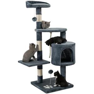 lionto Tiragraffi per Gatto Albero Tiragraffi Gatto Gioco Giocattolo Gatti Altezza 112 cm, Grigio